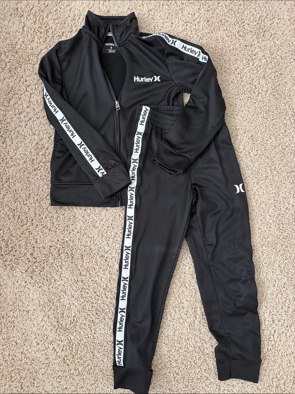 Hurley Black Joggers with White Logo Tape